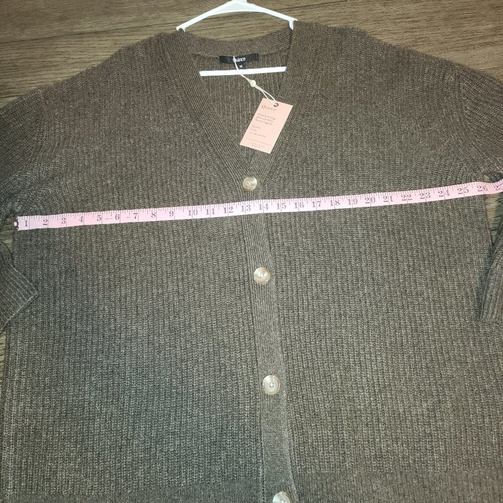 Quince Mongolian Cashmere Oversized Boyfriend Cardigan Sweater NWT Brown Med - Picture 3 of 8